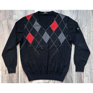 Titleist Argyle Sweater Mens Large V Neck Golf Wool Blend Embroidered Logo